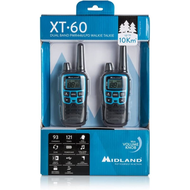 Detalle 2 de Midland XT60 Pack 2 Walkie-talkies PMR446 azules