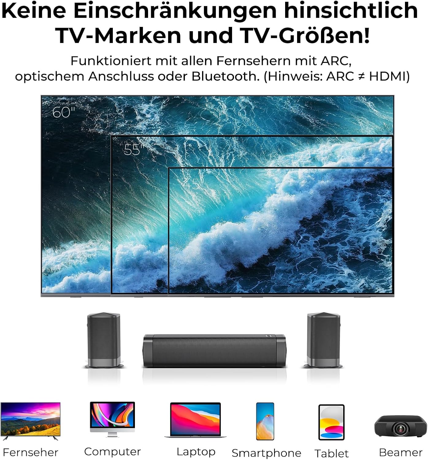 Thumbnail 6 de GarageRock 2.1ch Soundbar mit Dolby Audio – 3-in-1 Abnehmbare Soundbar, 160 W Spitzenleistung