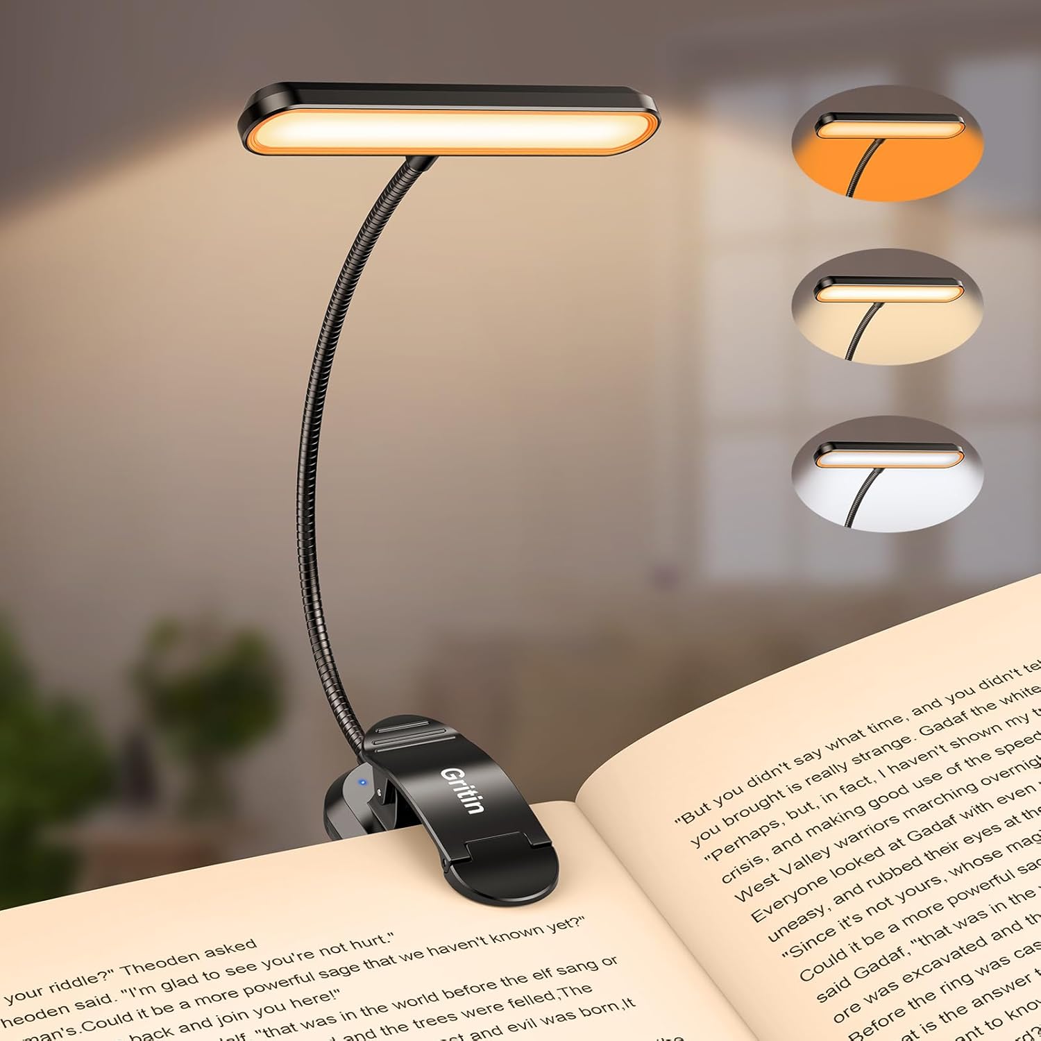Detalle de Gritin 19 LED Luz de Lectura 1200 mAh