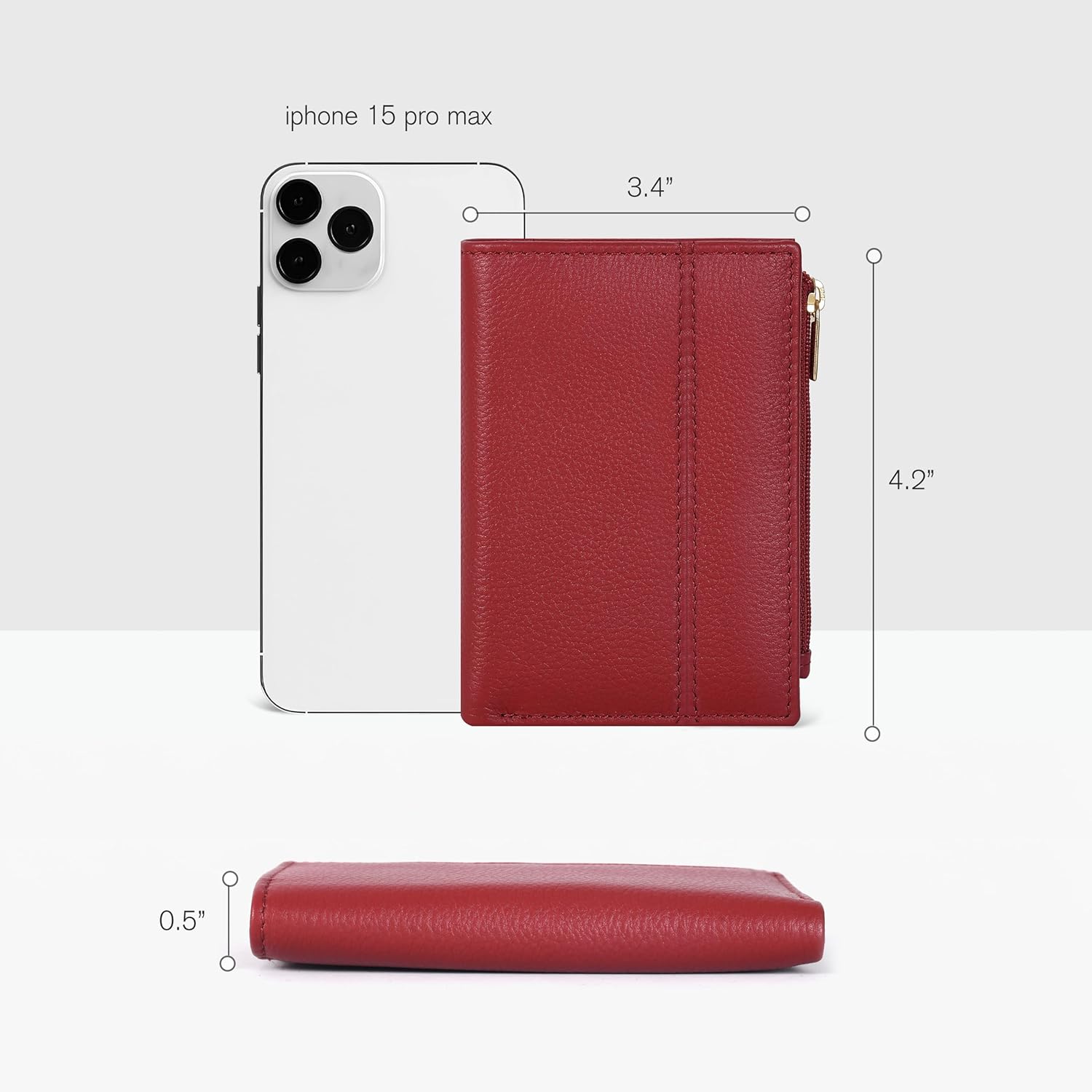 Detalle de Oak Leathers Women’s Full Grain Leather RFID Wallet – Small Bifold Coin Purse with ID & Card Holder (Nappa Red)