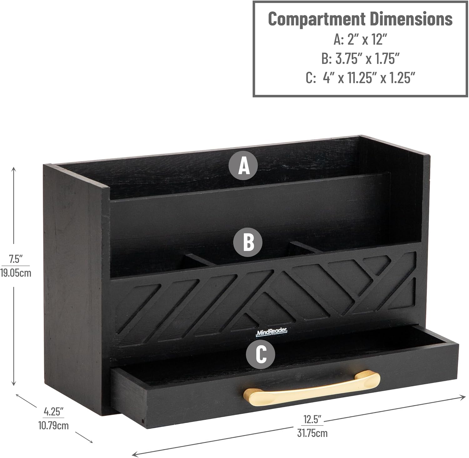 Detalle de Mind Reader Desktop Organizer, 5-Compartment