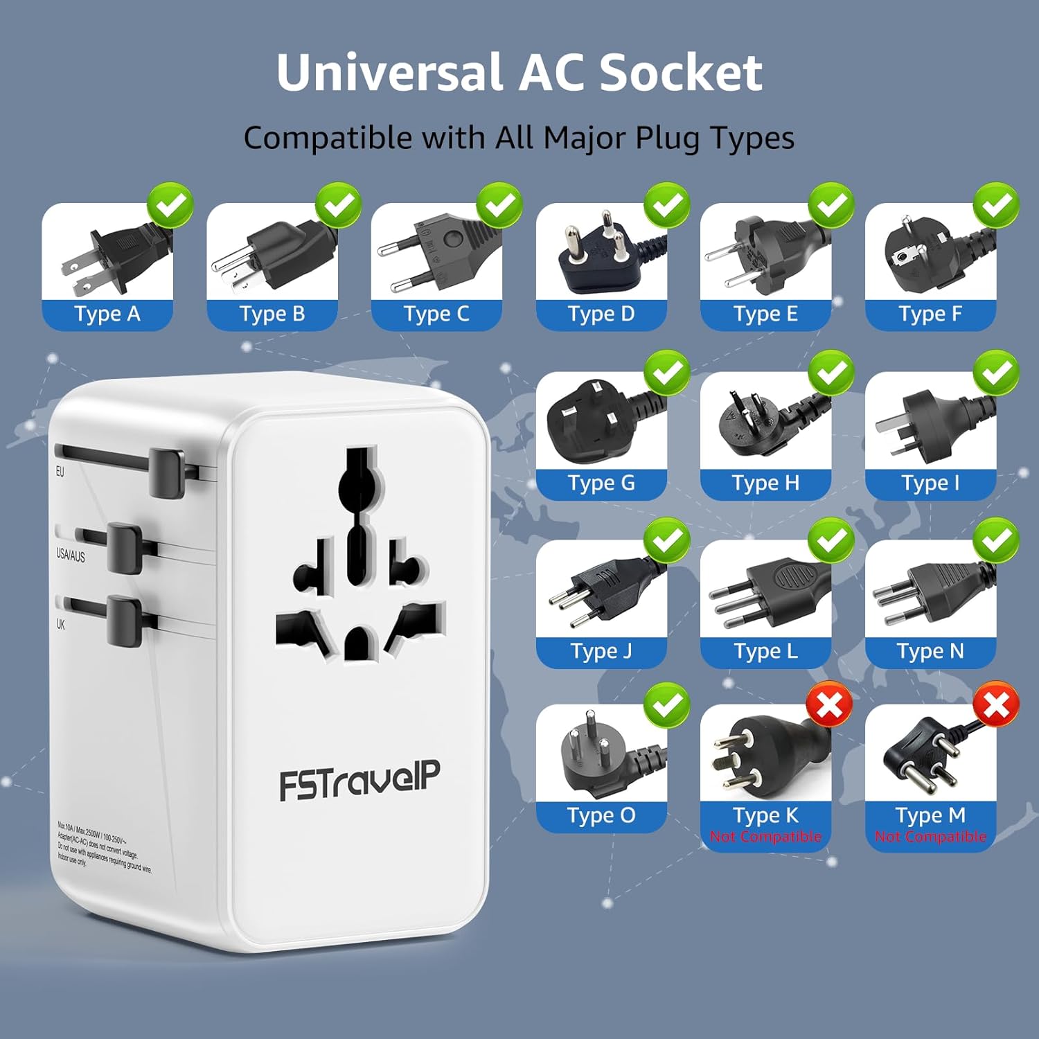 Thumbnail 4 de PD100W Universal Travel Adapter – Worldwide travel plug with 2 USB-C PD (up to 100W) and QC USB-A (18W)