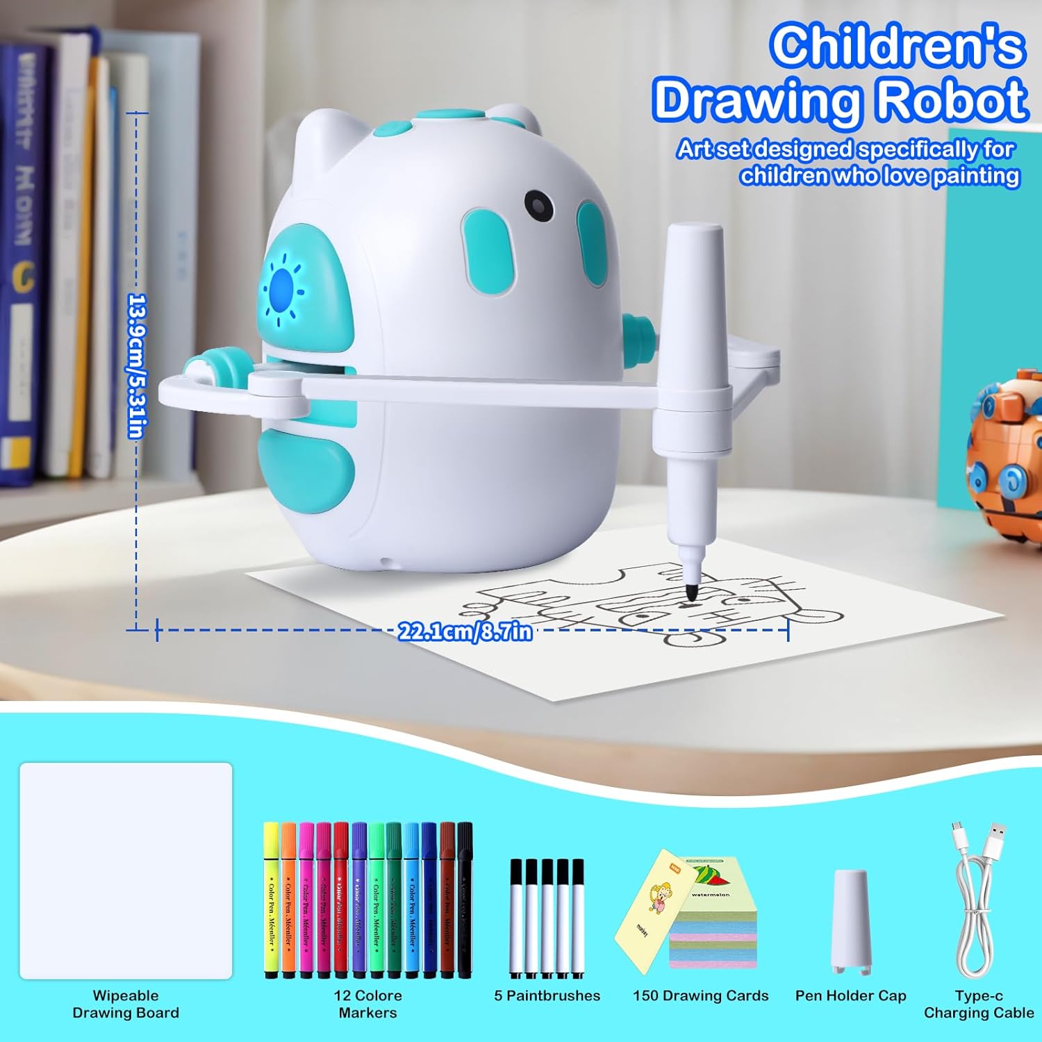 Detalle de Zeichenroboter für Kinder – 150 Lernkarten, Sprachführung, Montessori-Lernset (3–8 Jahre)