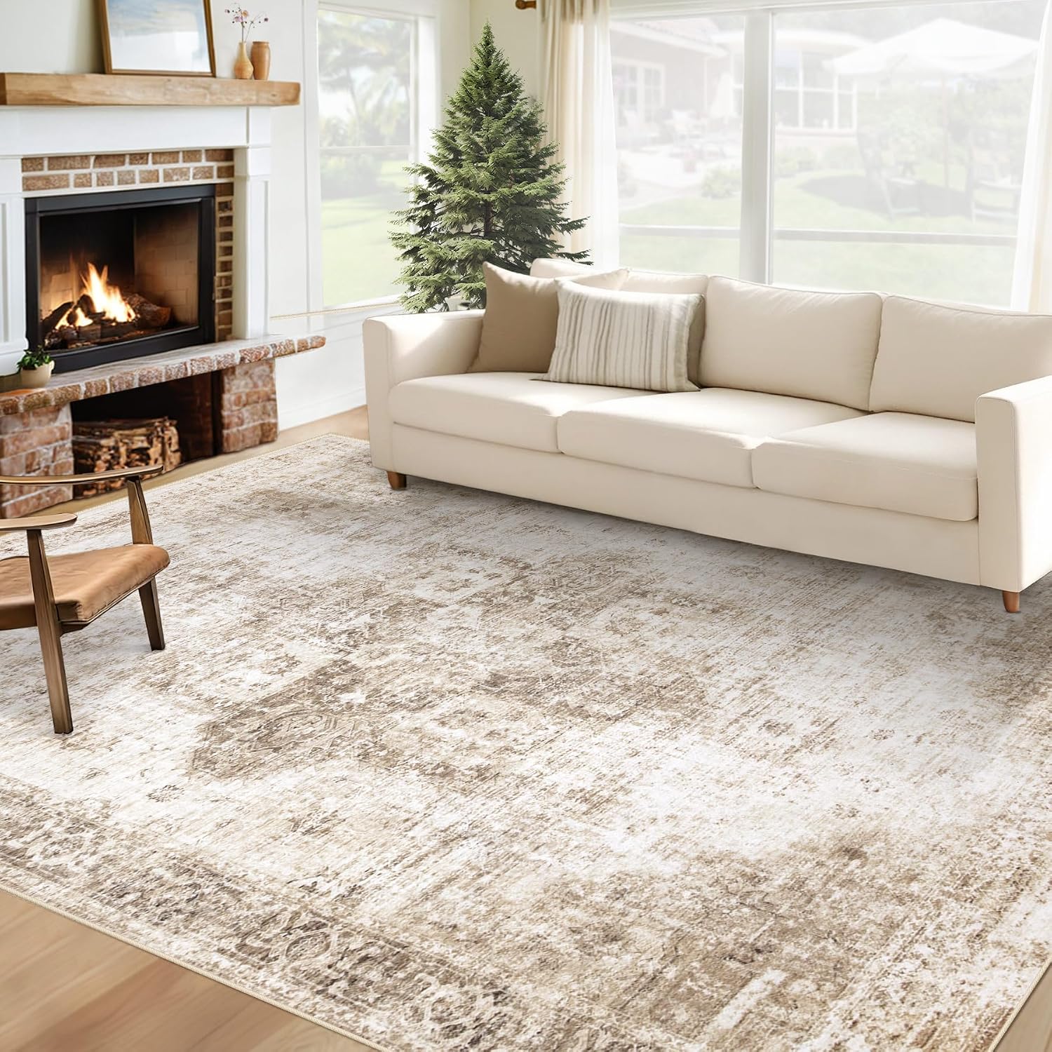 Detalle de Area Rug 6x9 Vintage Boho Medallion Low Pile Rug 🏠