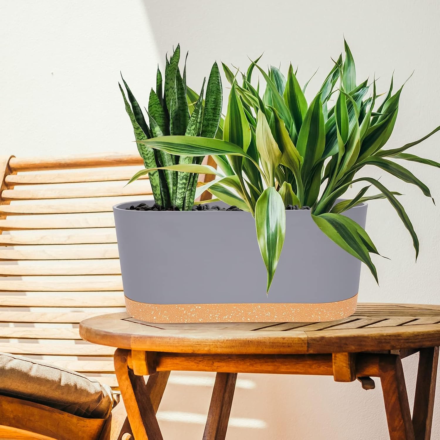 Thumbnail 4 de QCQHDU 40.6x19.3x17.8cm Window Planter Box 2 Pack — Self-Watering, Light Grey