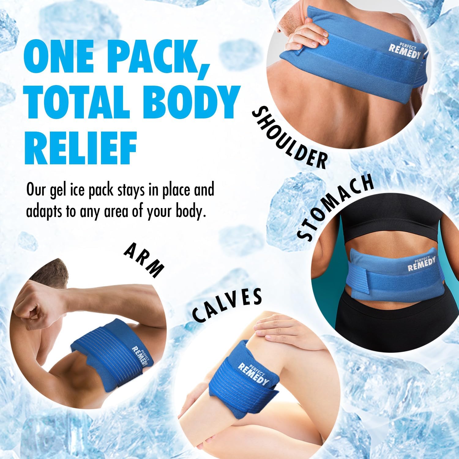 Detalle de Perfect Remedy 2-Pack Hot and Cold Gel Packs with Adjustable Strap Cover