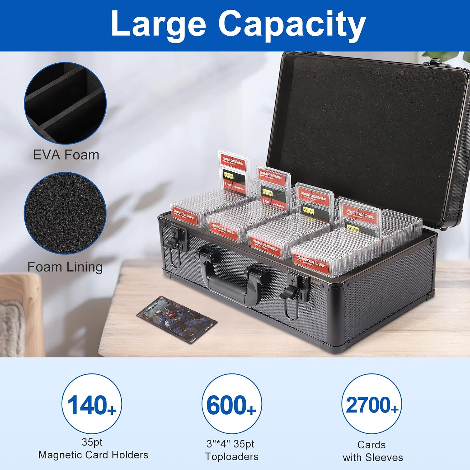 Detalle de EcoVibe Graded Card Case aluminum alloy trading card storage box with handle (PSA/BGS/SGC/CSG slab storage)