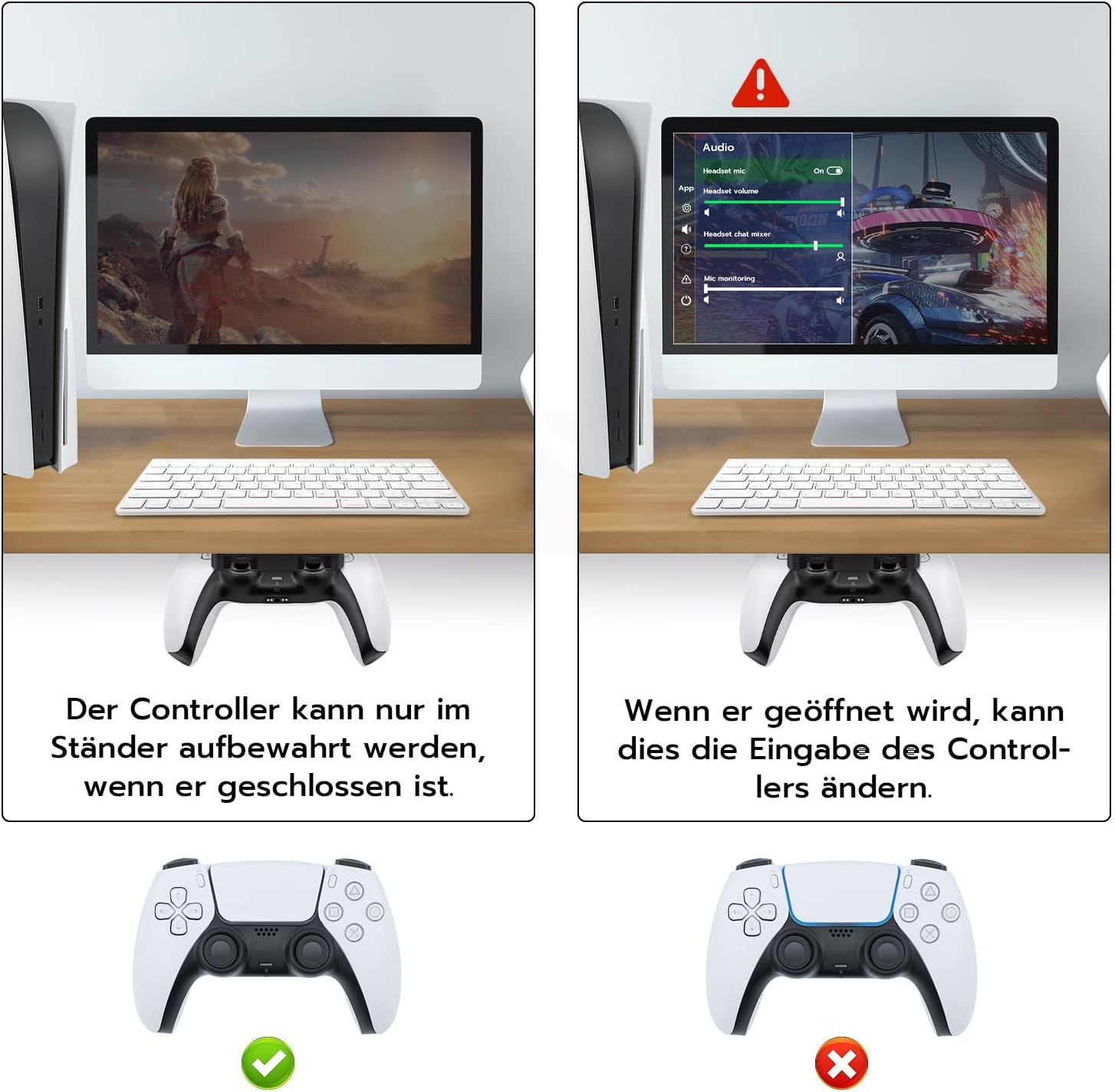 Thumbnail 2 de Mcbazel 2er Controller-Ständer für PS5/PS4 – Untertisch-Halterung ohne Bohren