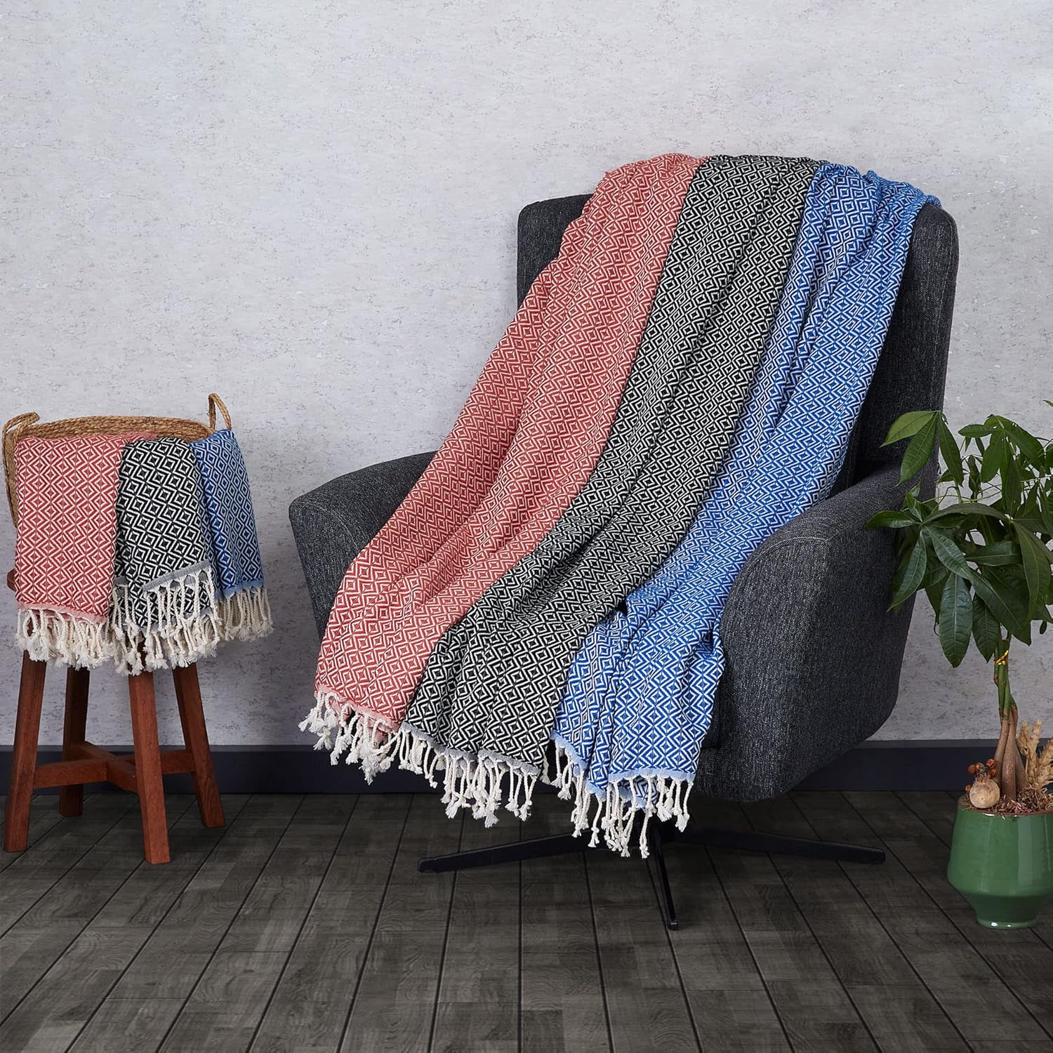 Thumbnail 3 de Tuiste Saunatuch Türkis–Schwarz 2er Pack (100 x 180 cm), 100 % Baumwolle