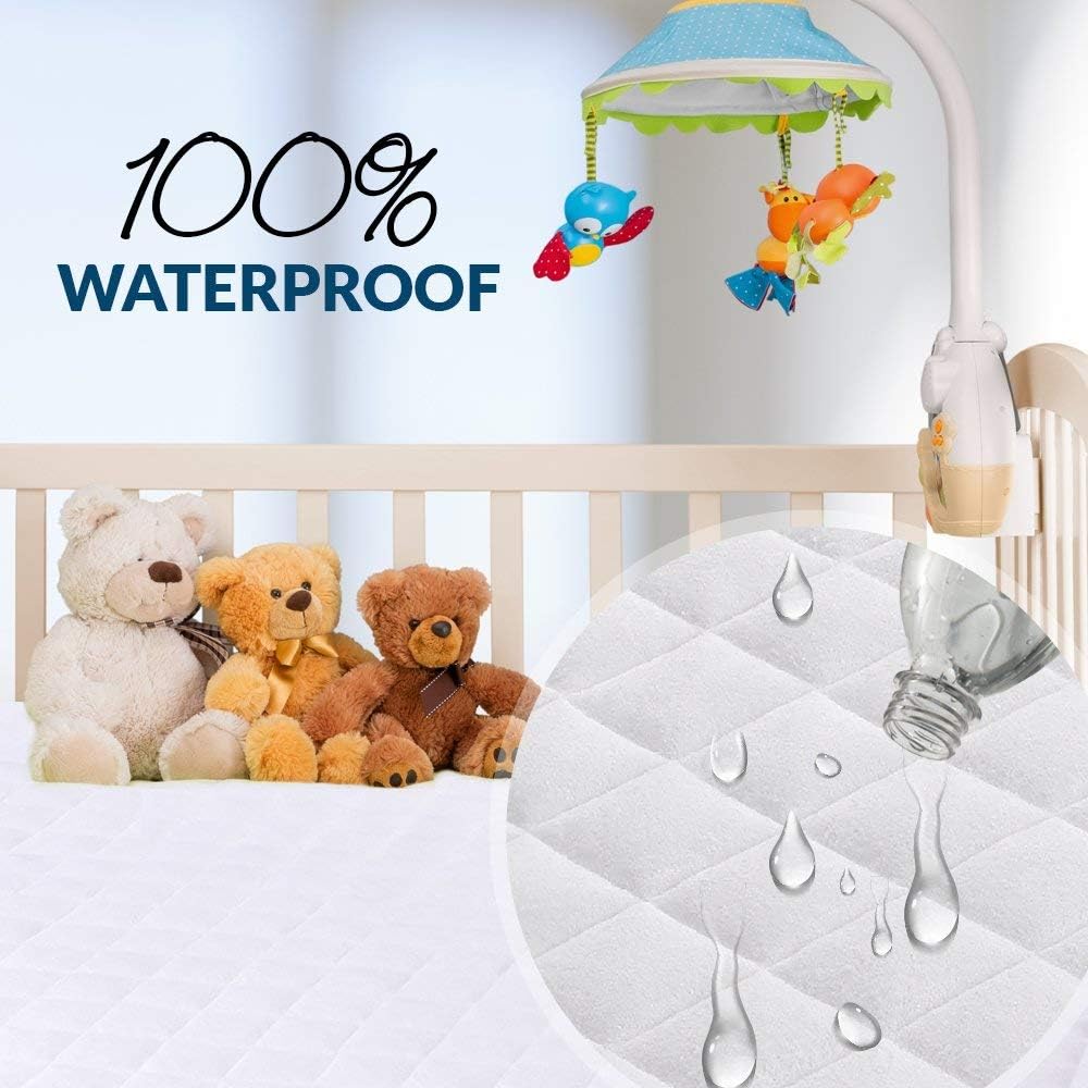 Thumbnail 2 de PlushDeluxe 4728 Crib Mattress Protector, Waterproof Bamboo Viscose, Quilted Cotton