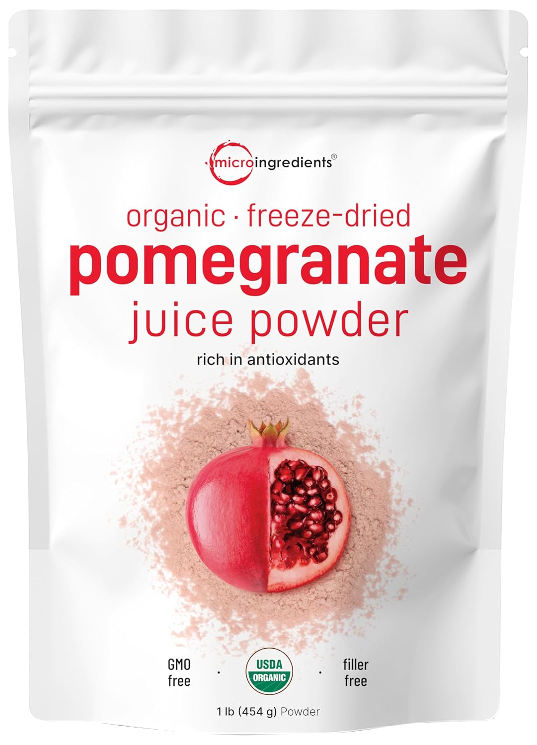 Detalle de Micro Ingredients Organic Pomegranate Juice Powder, 1 Pound, Freeze-Dried