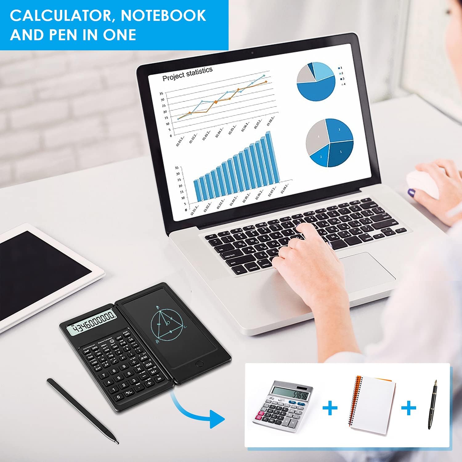 Detalle 2 de iPepul JSQ Scientific Calculator with 10-Digit LCD and Writing Pad