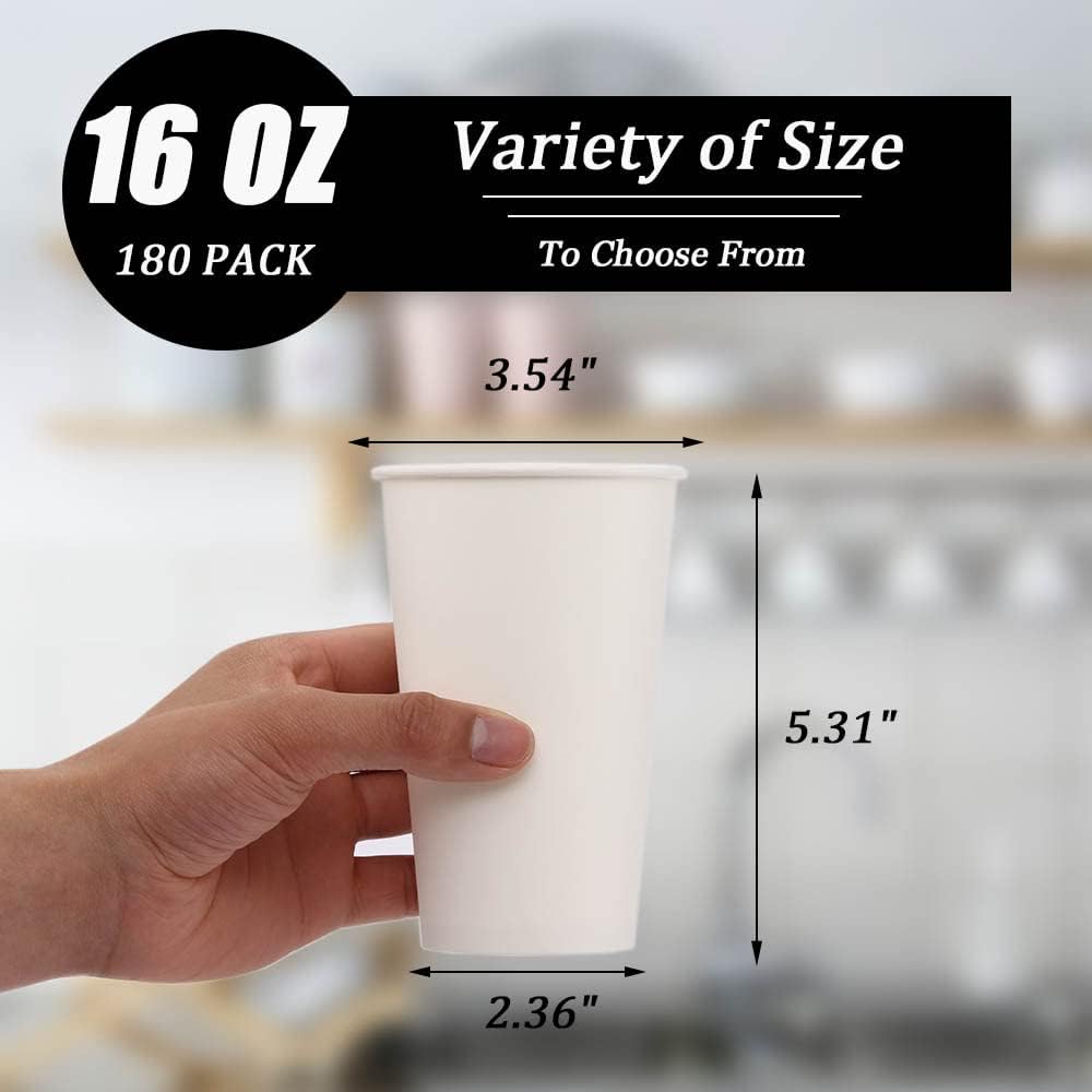 Detalle 2 de Lamosi LA-ZB16OZ-180-White Disposable Paper Cups, 16 oz, 180 Count