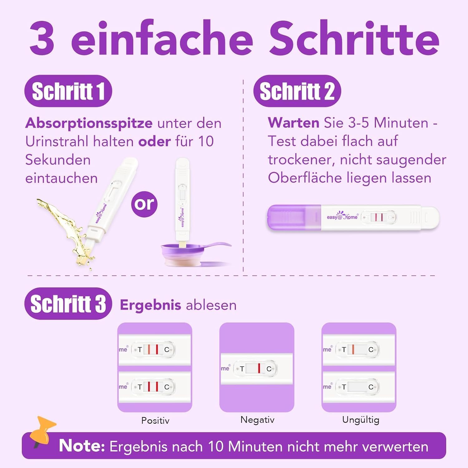 Thumbnail 2 de Easy@Home Schwangerschaftstest Frühtest – 7 Tests (2 Sticks + 5 Strips, 10 mIU/mL) mit Premom App-Unterstützung