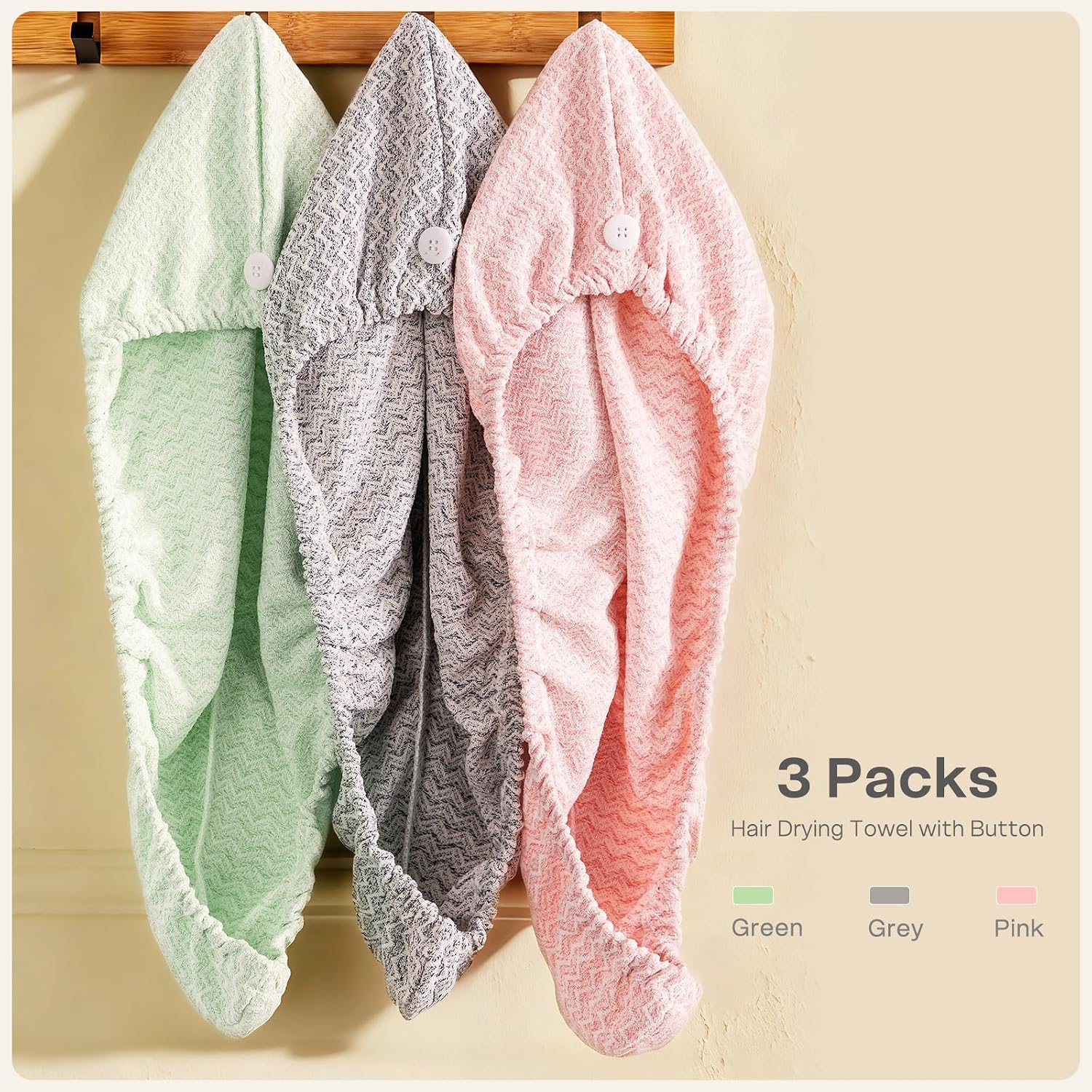 Detalle de Vie TRIOMPHE 3 Pack Microfibre Hair Towel Wrap