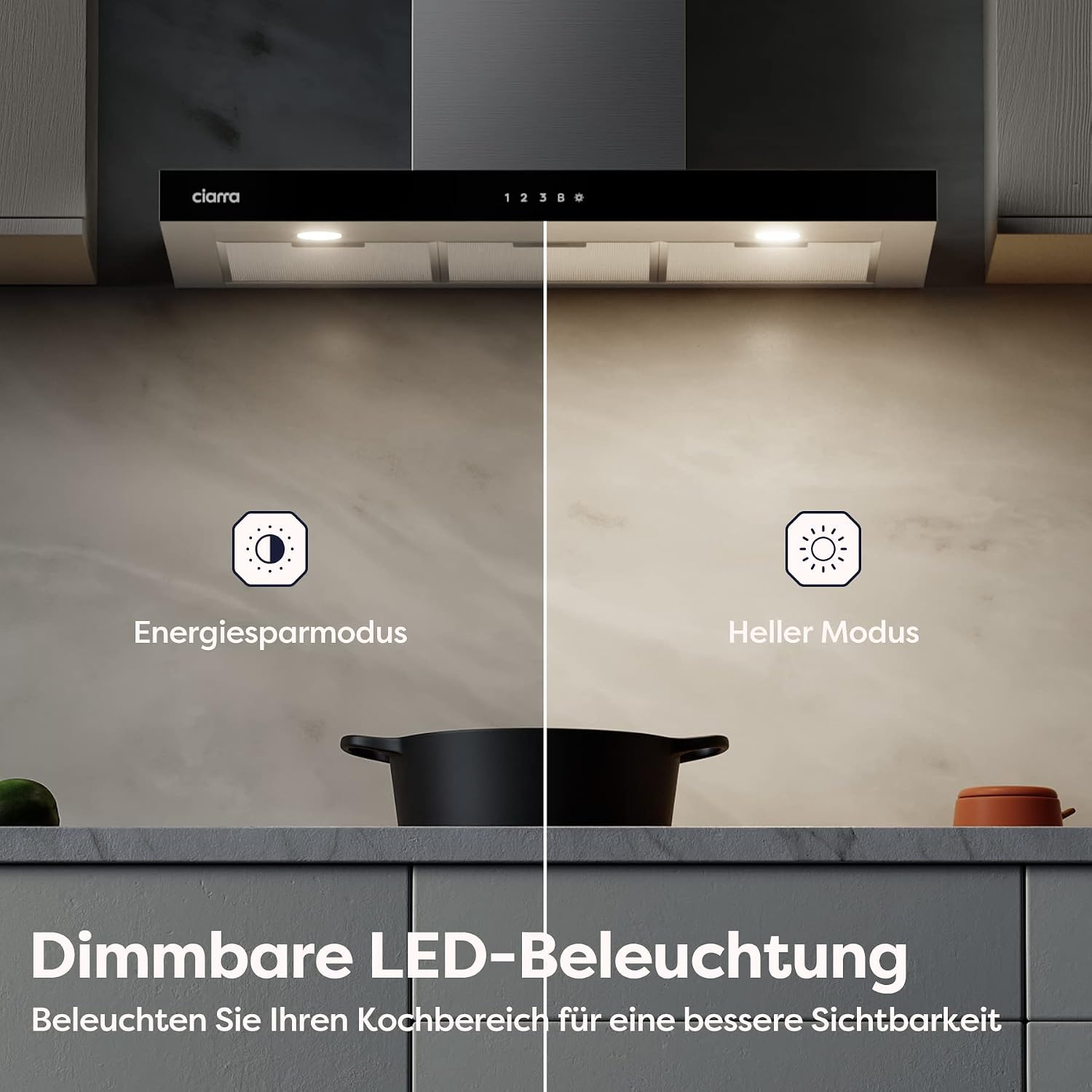 Detalle 2 de CIARRA CBCS9102 Dunstabzugshaube 90 cm 650 m³/h