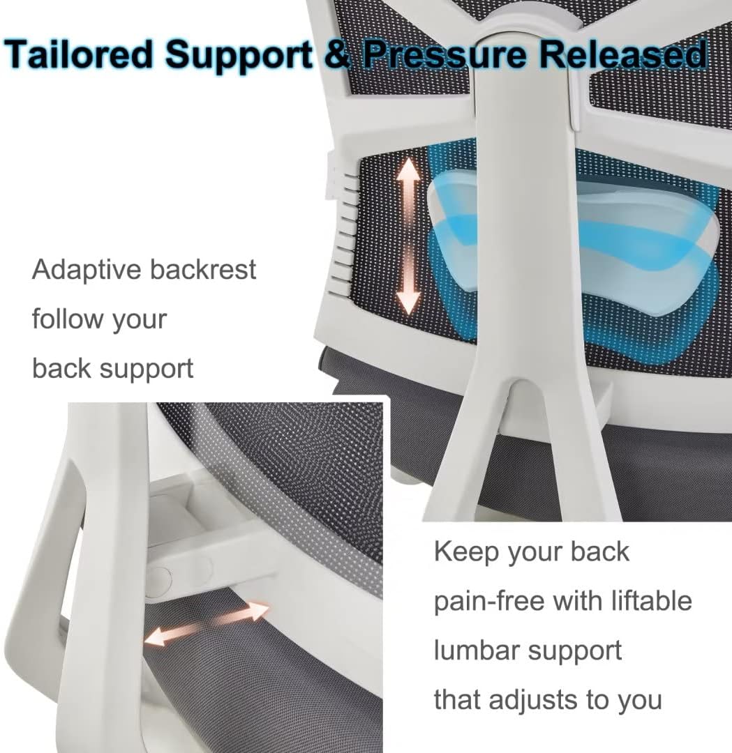 Thumbnail 5 de HOLLUDLE Silla de Oficina Ergonómica con Reposabrazos y Lumbar