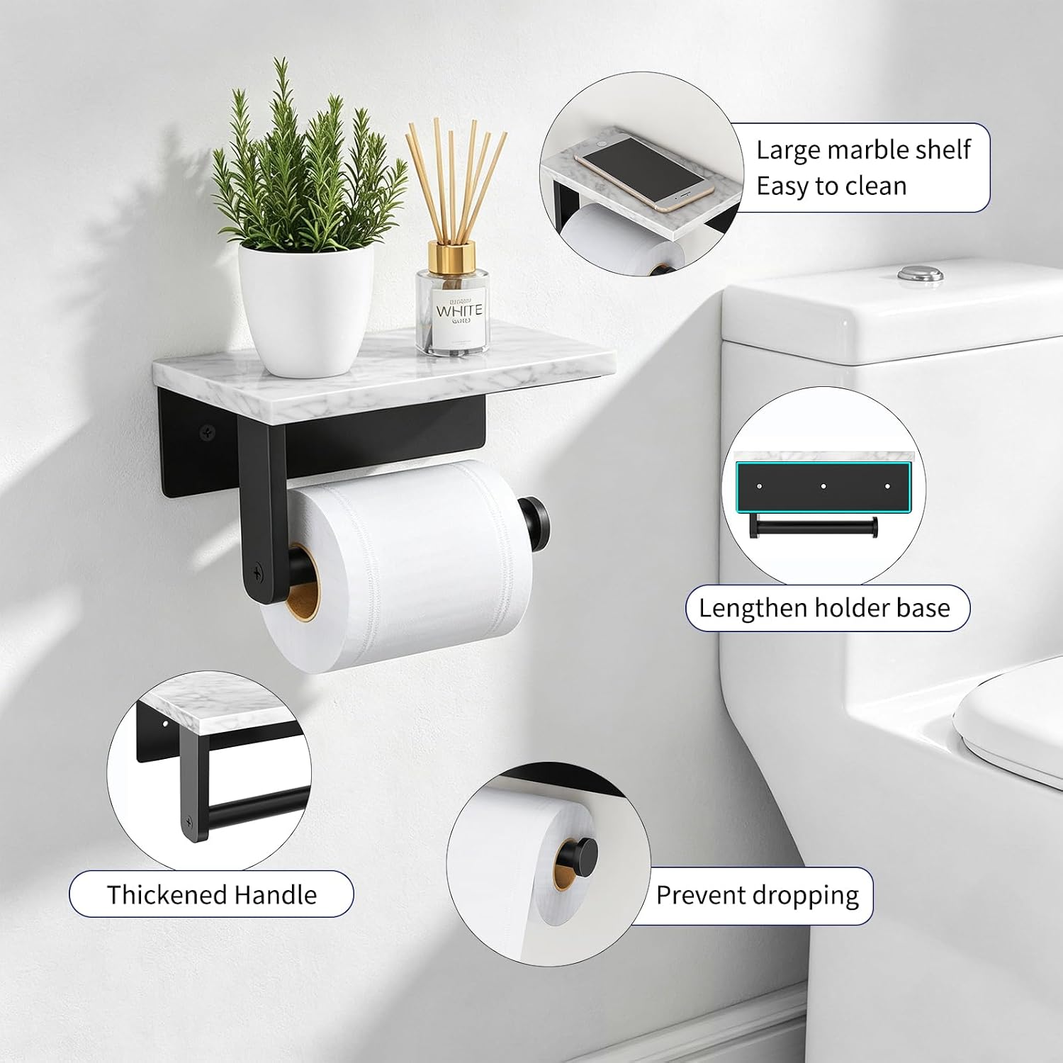 Thumbnail 1 de Toilet Roll Holder with 17 cm shelf