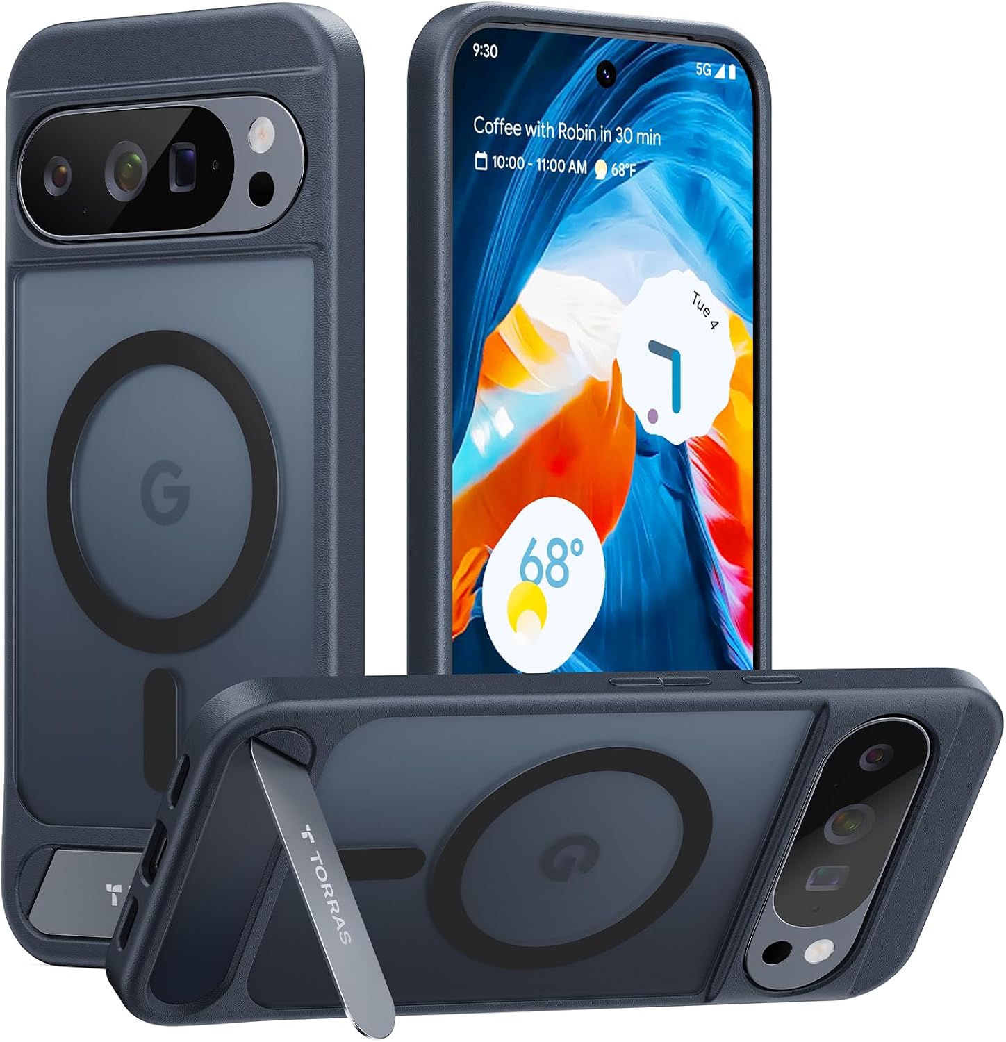 Detalle de TORRAS Ostand L1 Hülle für Google Pixel 10 Pro XL mit MagSafe‑Ständer und Titan‑Stütze