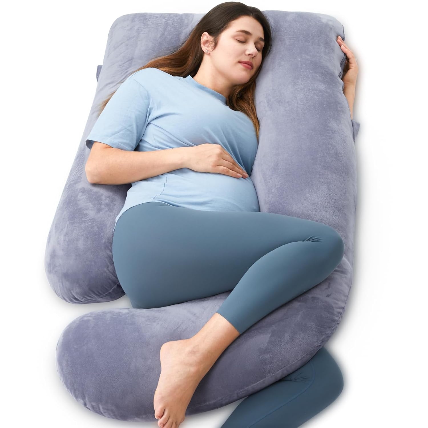 Momcozy 57-Inch Full-Body U-Shaped Pregnancy Pillow with Removable Cover