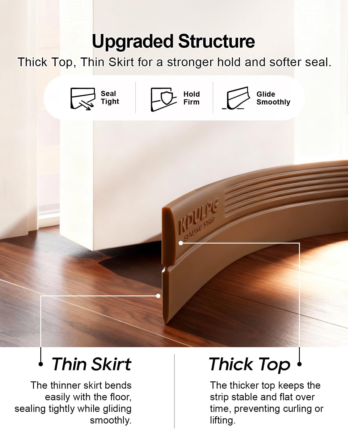 Thumbnail 1 de Silicone Draught Excluder Door Seal Strip (Self-Adhesive) – Coffee Colour