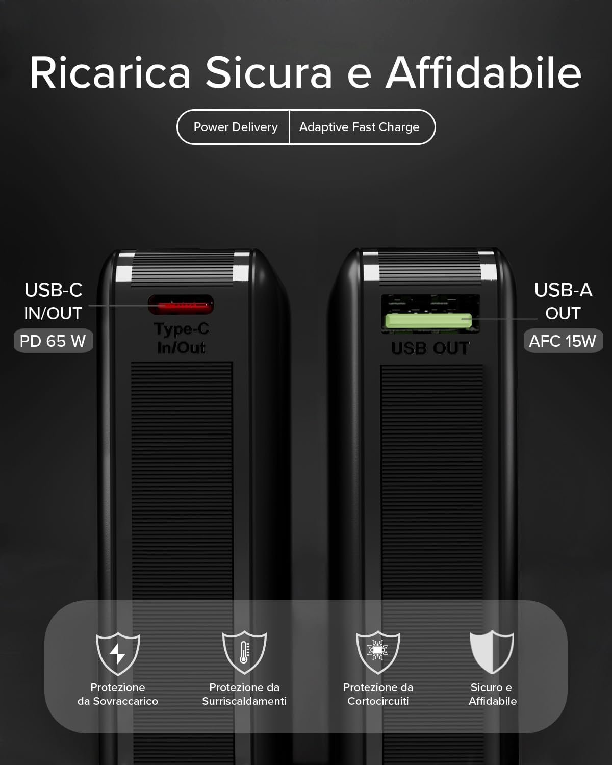 Detalle 2 de SBS NanoTube PowerBank HD 20000mAh: ricarica rapida da 65W in formato compatto