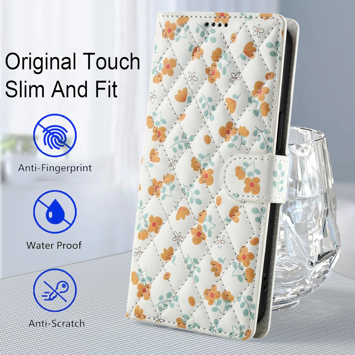 Detalle de Asuwish Wallet Flip Case with Tempered Glass for Samsung Galaxy S23 5G