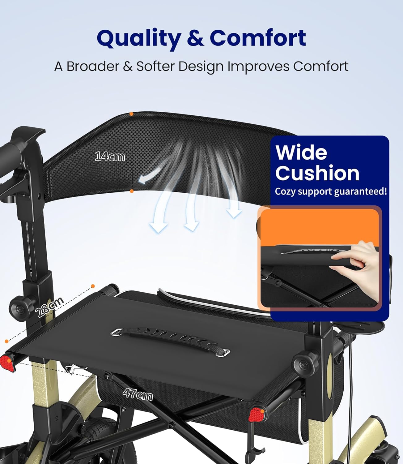 Detalle de VOCIC All Terrain rollator walker 12 inch
