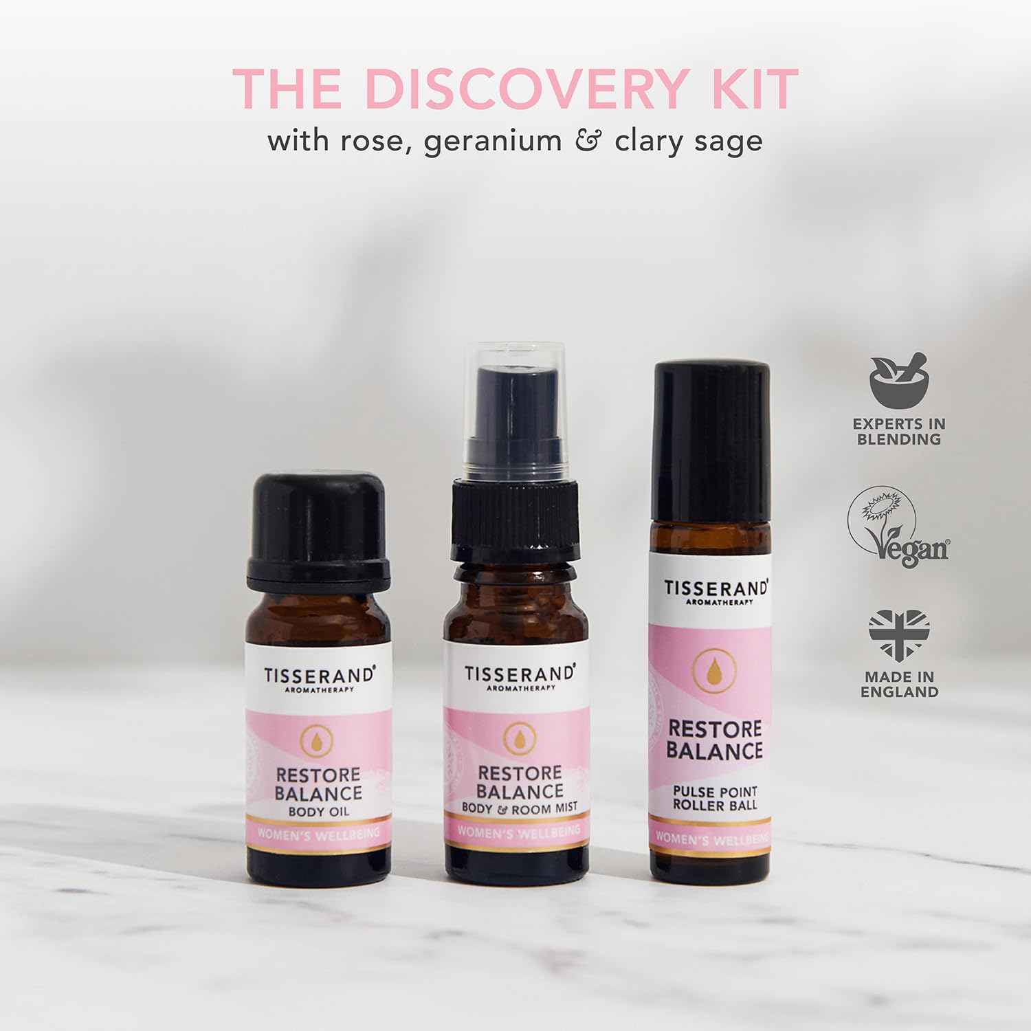 Thumbnail 3 de Tisserand Restore Balance Discovery Kit – Roller Ball, Body Oil & Mist
