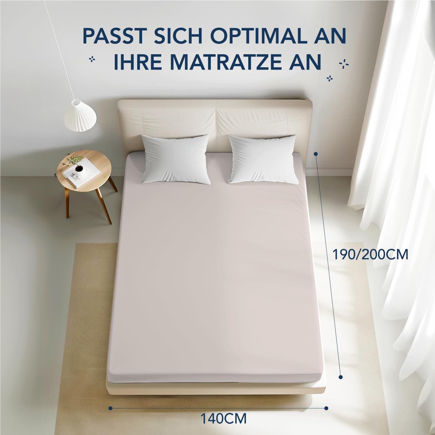 Thumbnail 2 de Dreamzie Spannbettlaken 140x190/200 cm aus Mikrofaser (Oeko‑Tex Standard 100), Beige