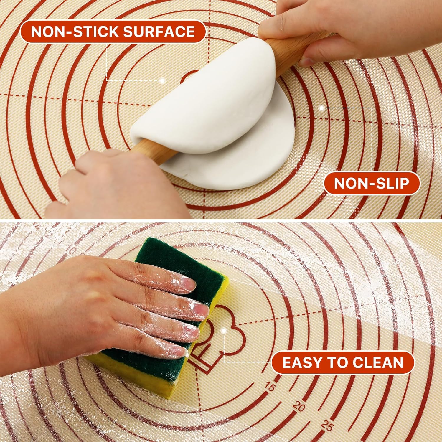 Thumbnail 3 de 26x16 Inch Silicone Baking Mat with Measurements 🍽