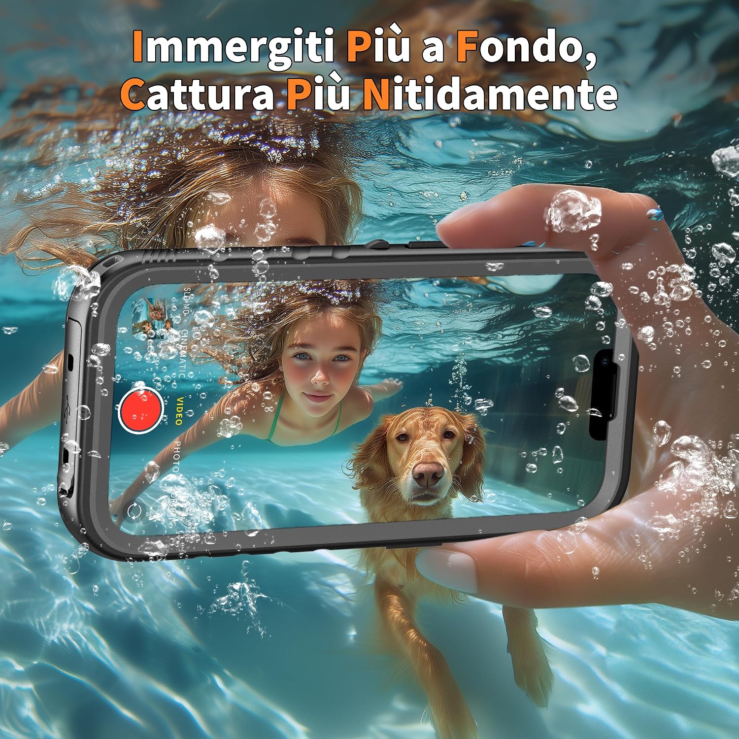 Detalle 2 de Cozycase Cover TOP Antiurto IP68 per iPhone 14 – Custodia completa, impermeabile e resistente