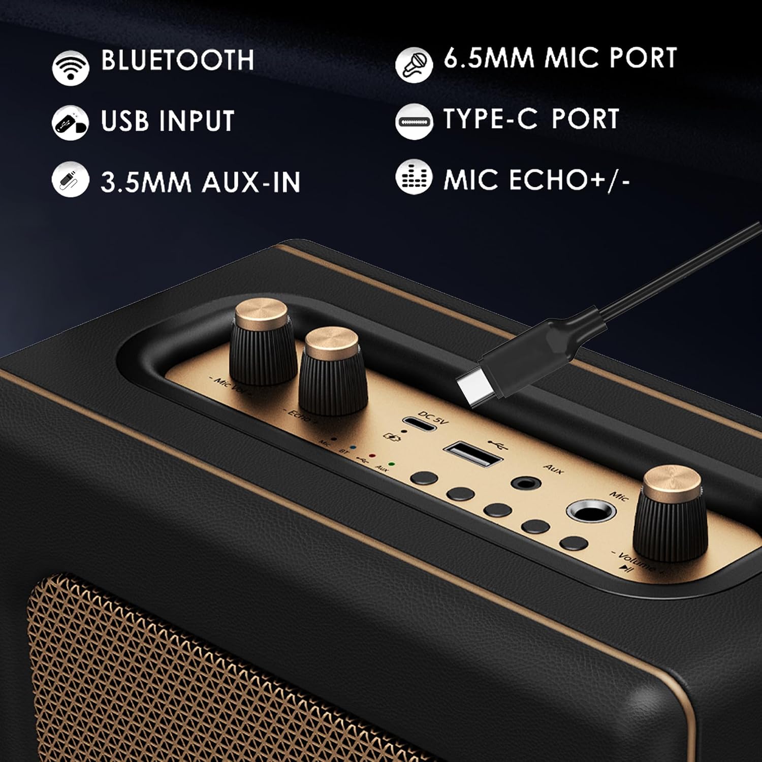 Thumbnail 3 de LONPOO Stereo 20 W altoparlante Bluetooth retrò