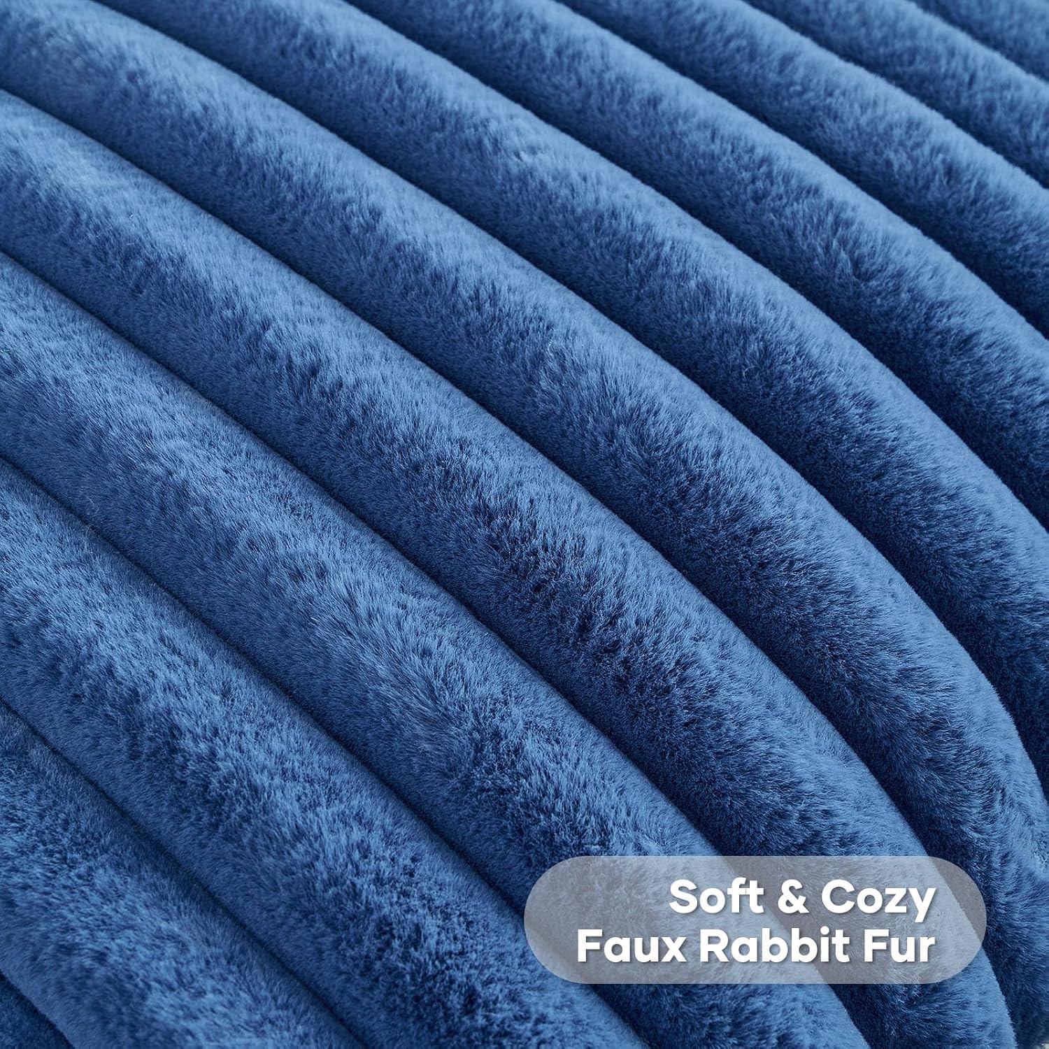 Thumbnail 2 de Ystyle lot de 2 housses de coussin 40x40 en fausse fourrure bleu marine