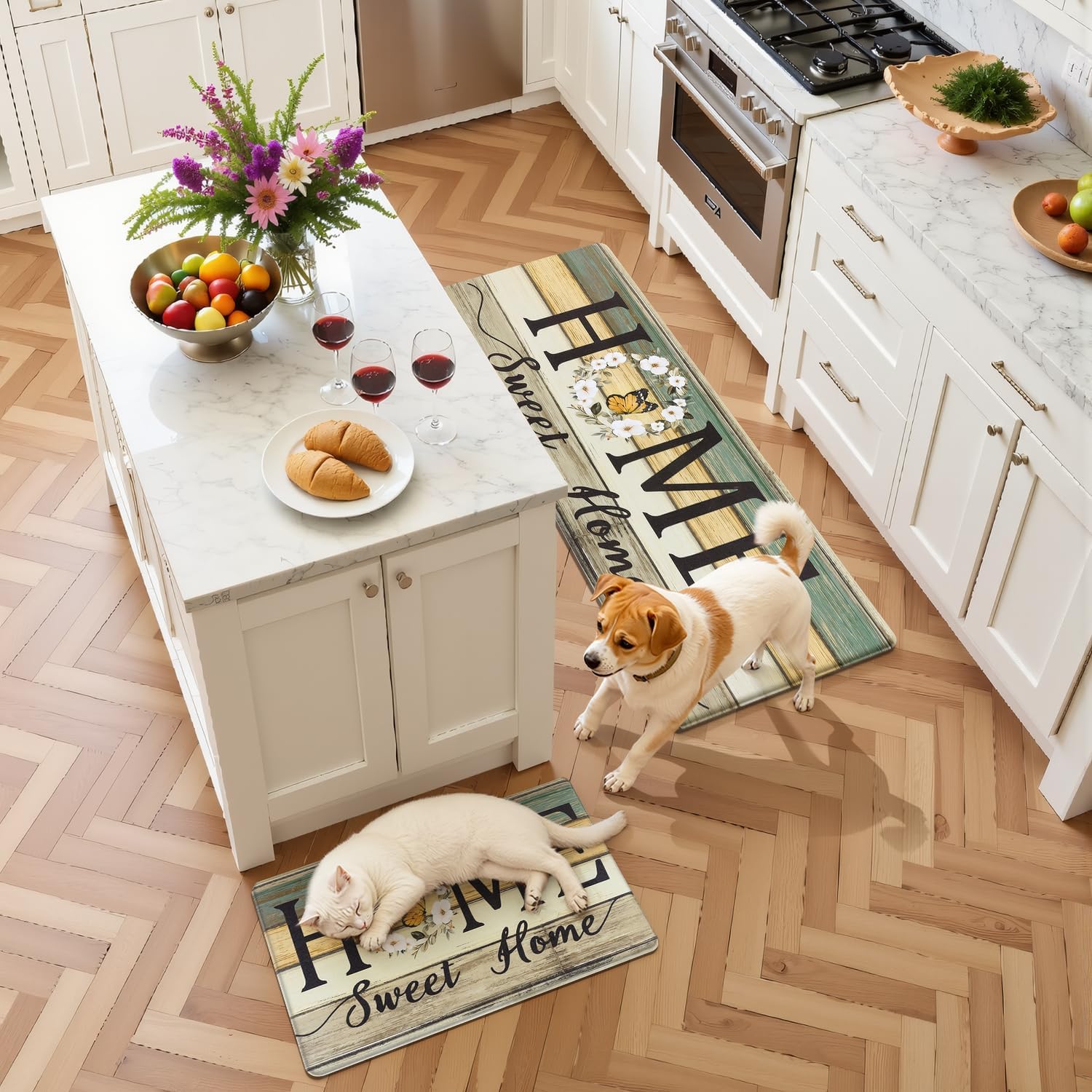 Detalle 2 de Yamaziot Anti-Fatigue Kitchen Rug Set of 2, Cushioned Non-Slip Mats