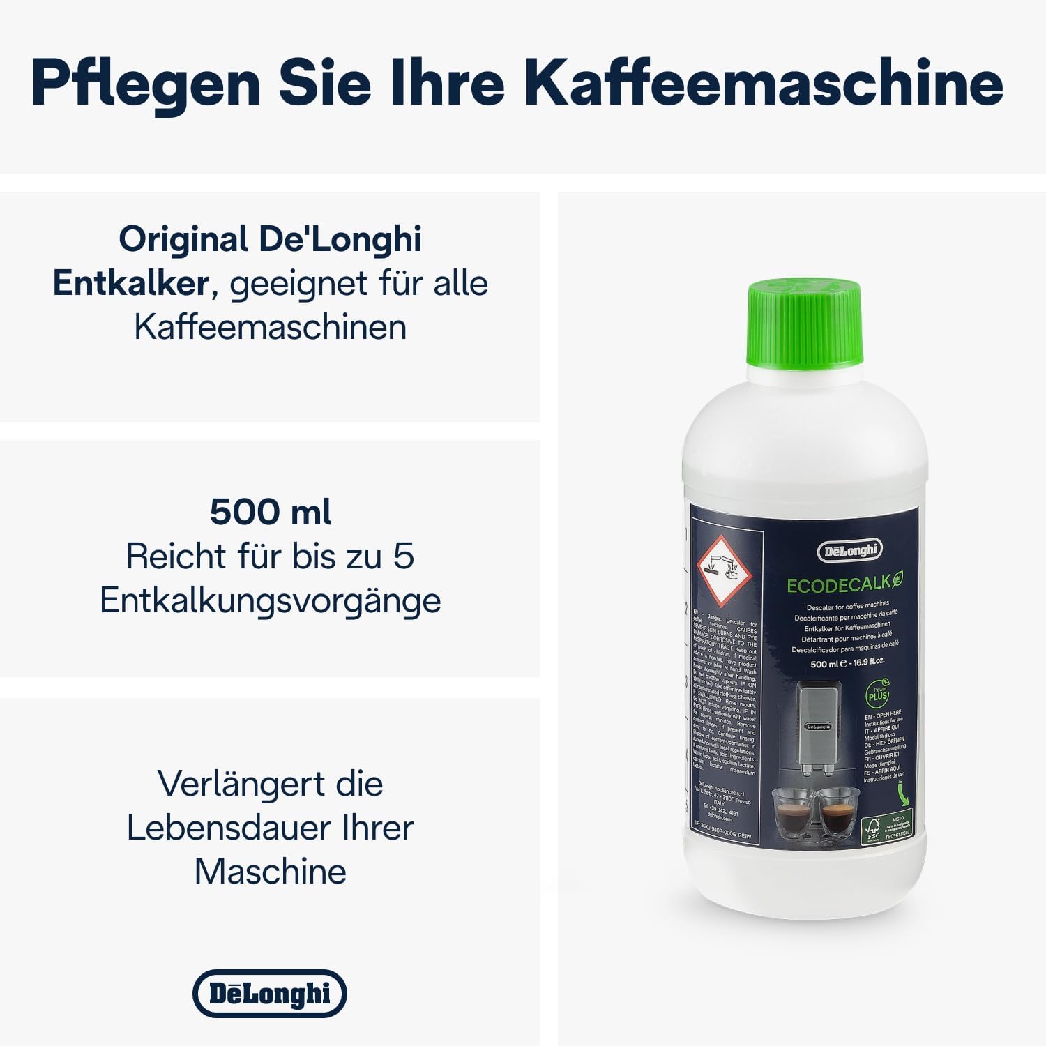 Detalle 2 de De'Longhi EcoDecalk DLSC500 Entkalker 5 Dosen