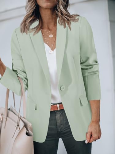 Detalle de Cicy Bell blazer da donna verde chiaro XL, foderato e con tasche con patta