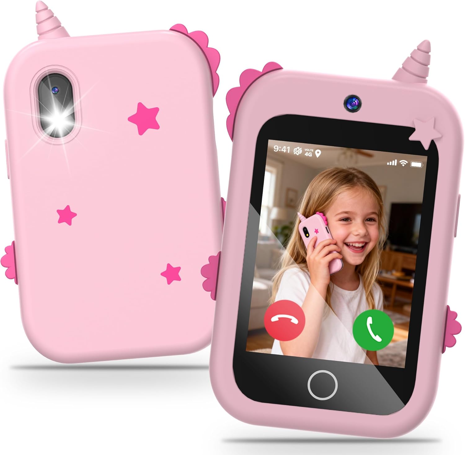 Detalle de 4G Téléphone Portable pour Enfants – Smartphone avec GPS, Appels/Vidéo et Double Caméra (Rose)