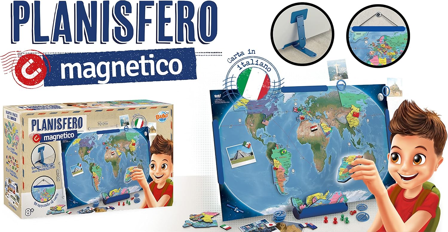 Thumbnail 4 de Buki Planisfero Magnetico 7346IT: Planisfero magnetico 70 x 38 cm per imparare la geografia giocando