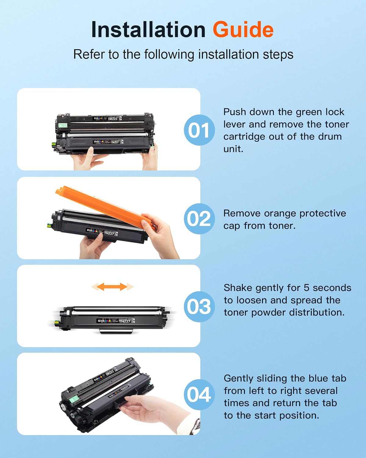 Detalle 2 de E-Z Ink Pro TN227 TN223 Compatible Toner Cartridge 5-Pack for Brother