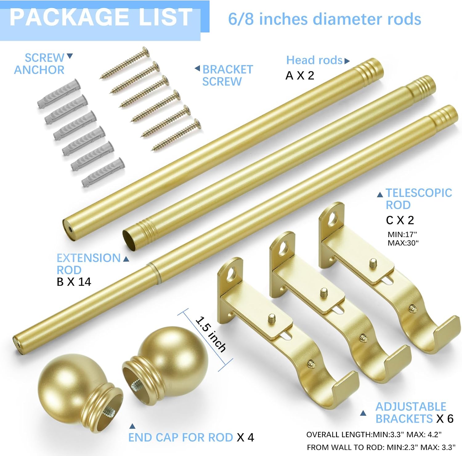 Detalle de AMZSEVEN Curtain Rod up to 144 Inches