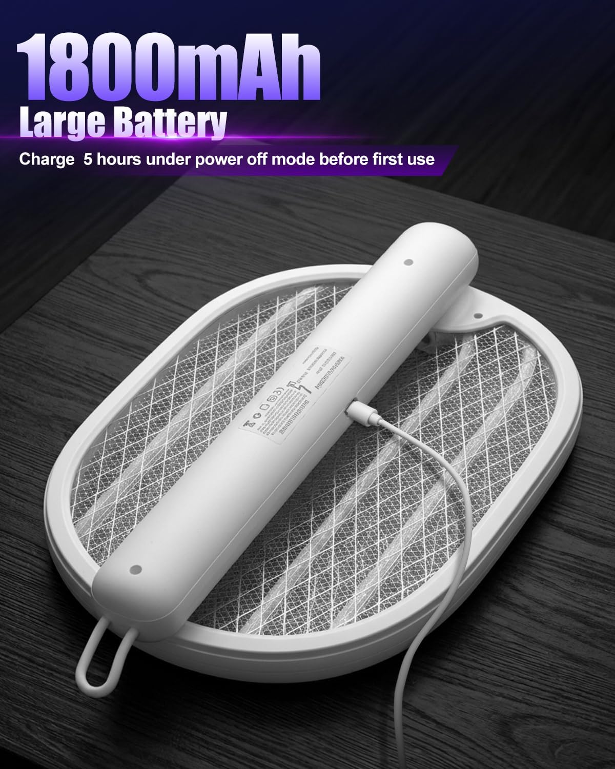 Detalle de Molxss Fly Zapper: Foldable Electric Mosquito Swatter with 4000V Power