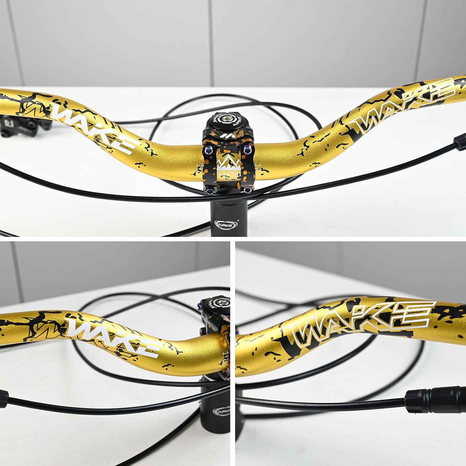Thumbnail 6 de Wake Bike Handlebar 31.8mm x 780mm Extra Long Aluminium Alloy Riser Bar (Gold)