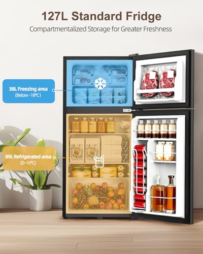 Thumbnail 1 de WELLENT 127L Fridge with Freezer (Double Door) – Quiet, Efficient, and Flexible