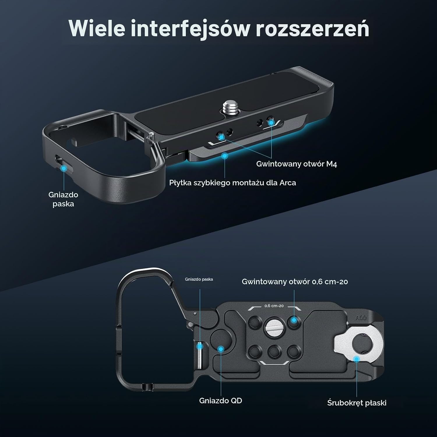 Detalle de SMALLRIG 4438 – płytka bazowa do Sony A7C II i A7CR z mocowaniem Arca