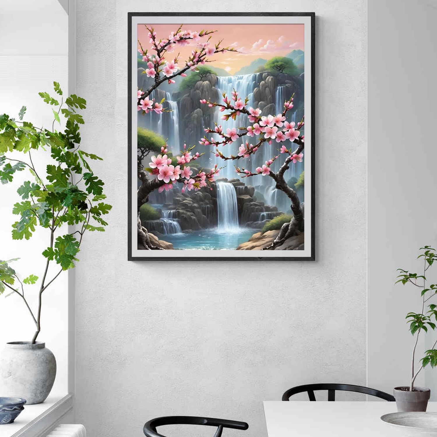 Detalle 2 de Yaostarart Paint by Numbers for Adults: Plum Blossom on 12x16 Inch Canvas – Floral Waterfall Kit