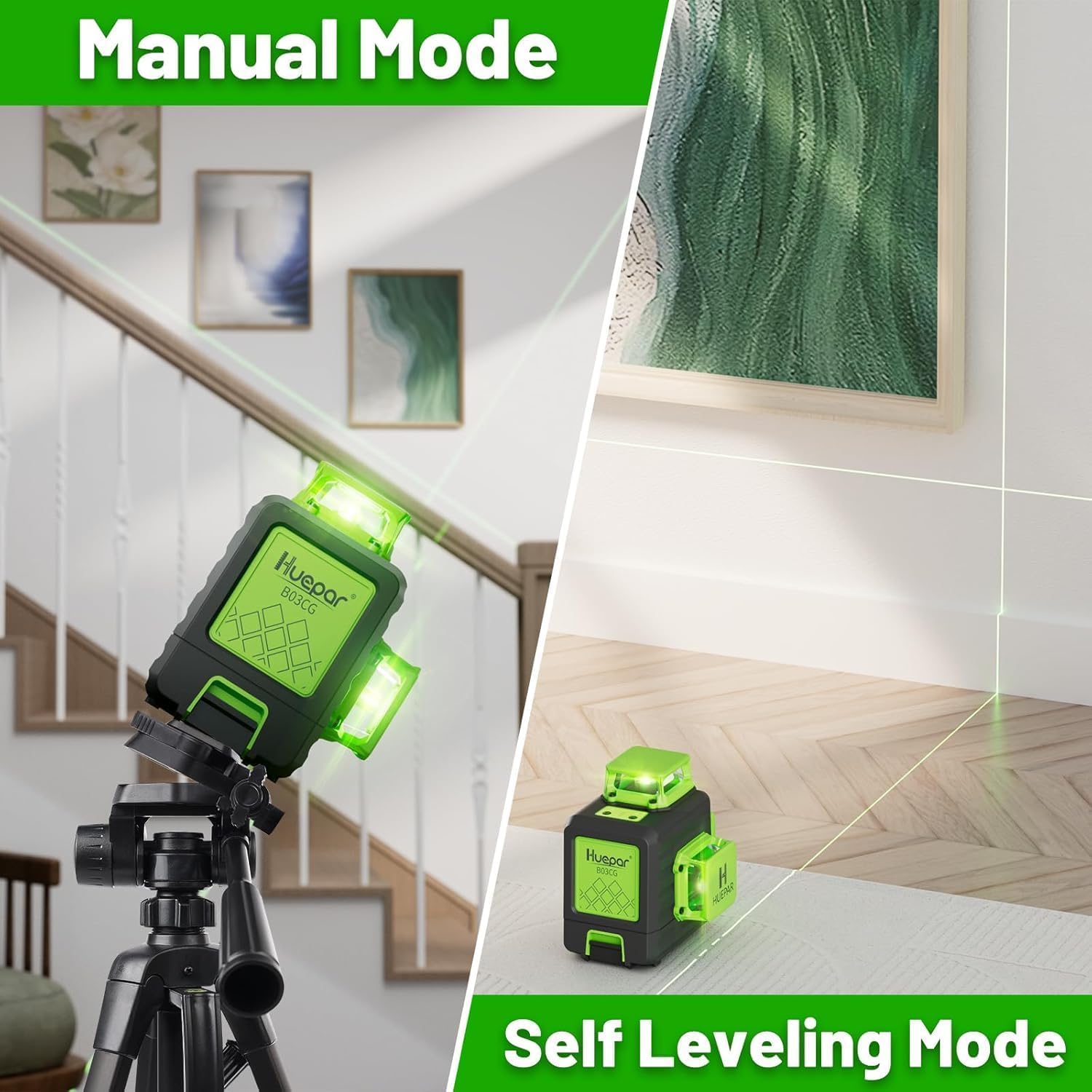 Detalle de Huepar B03CG 3D Green Laser Level 5200mAh