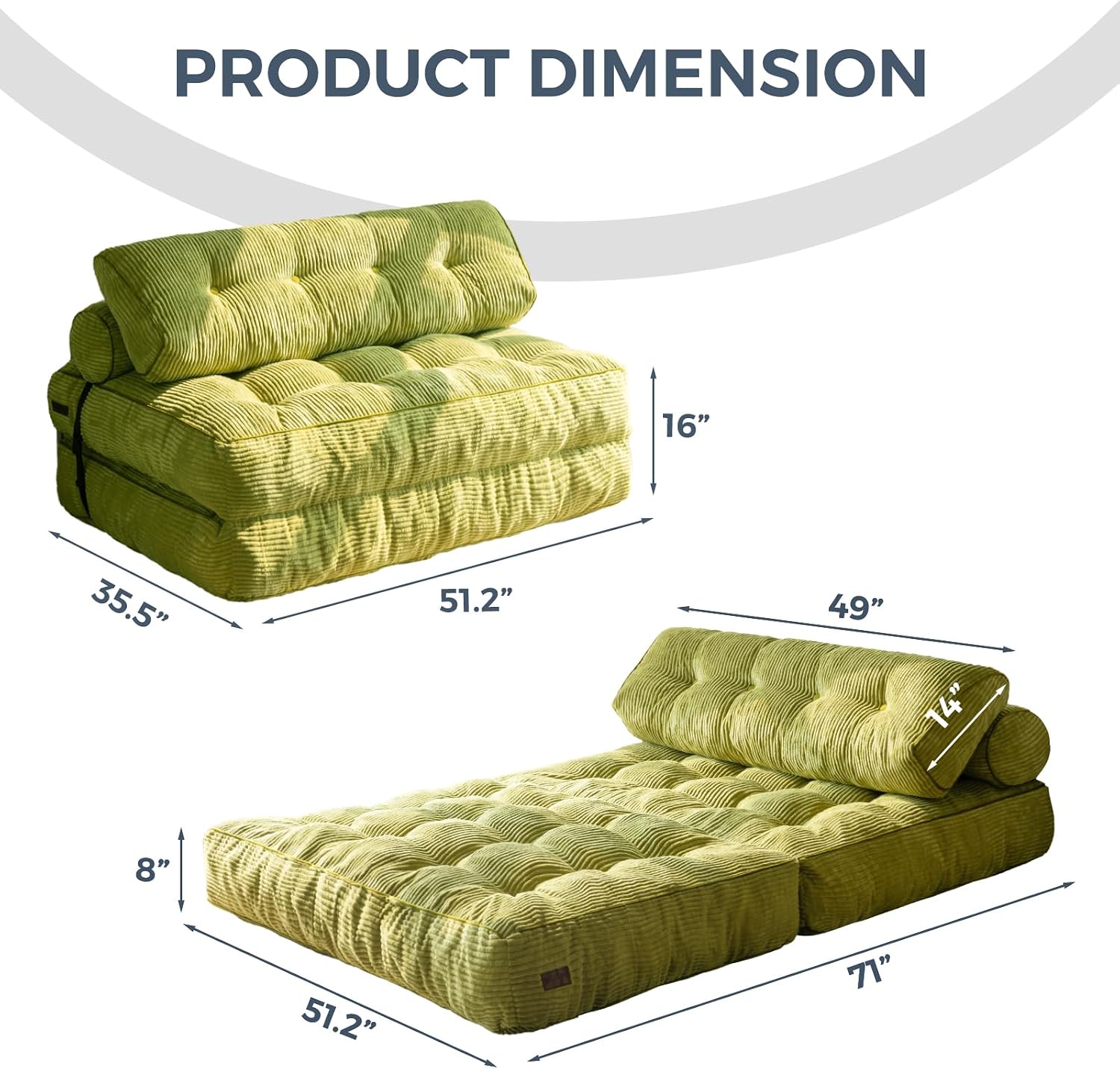 Detalle 2 de MAXYOYO Folding Sofa Bed 2-in-1 Portable Sofa Bed 🛋