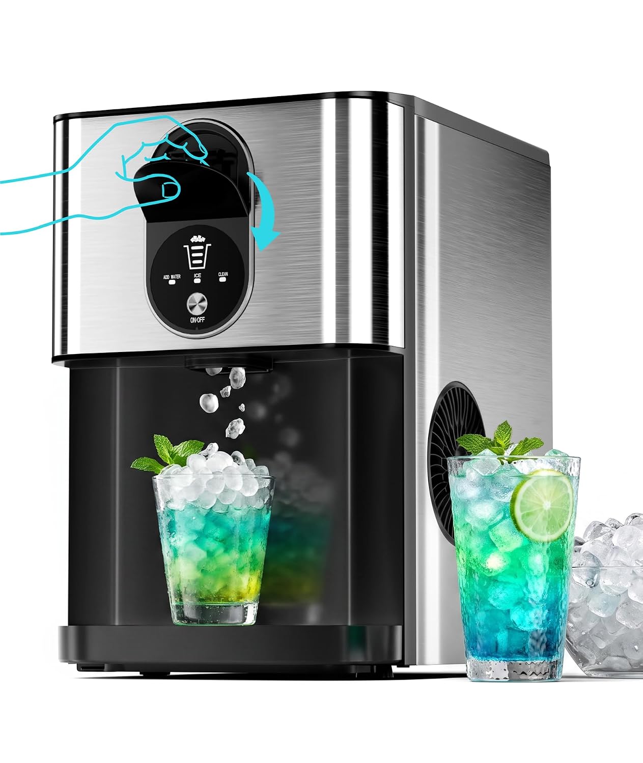 Detalle de Kismile HZB-20DN Countertop Nugget Ice Maker, Self-Cleaning, Silver