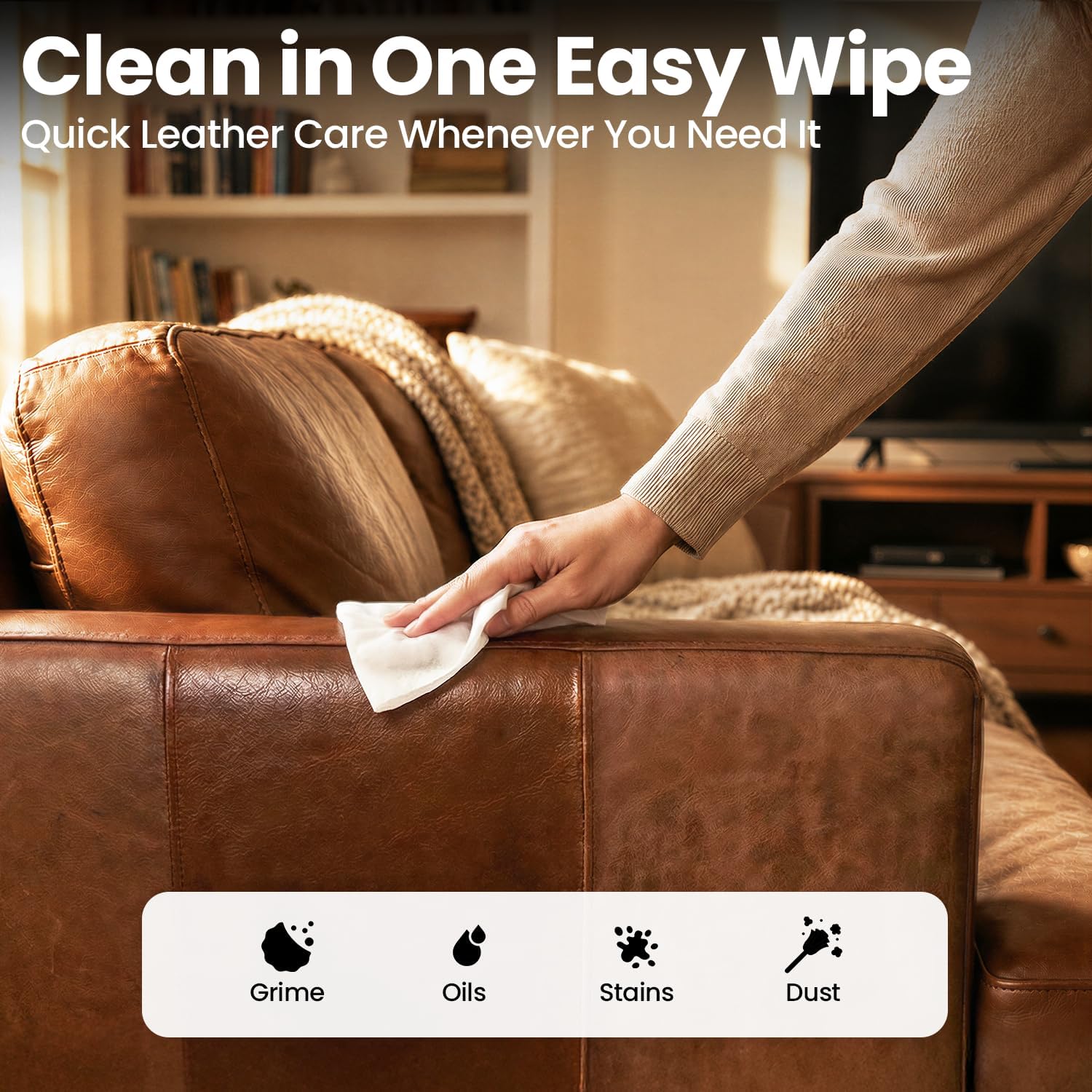 Detalle 1 de EVEO CAC6 Leather Wipes, 4-in-1 Cleaner and Conditioner, 80 Count